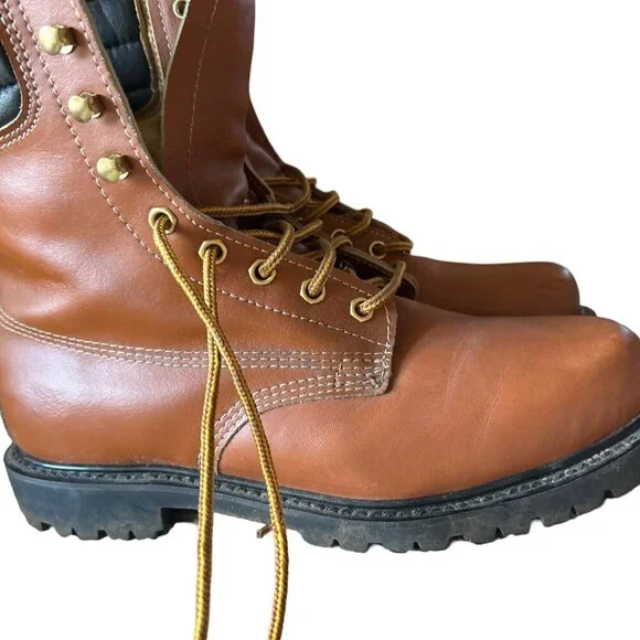 Vintage Sears 86921 Brown Leather Moc Toe Lace Up Work Boots Men's Size 11D